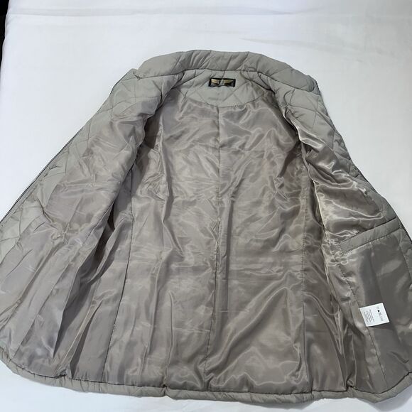 Gray Quilted Vest Jacket Full Zip Womens Small Pockets Mid Neck Puffer Preppy - Picture 6 of 16